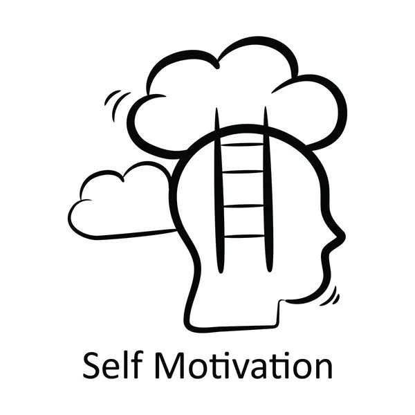 Self Motivation Outline Icon Design Illustration Project Management Symbol White — Stock Vector