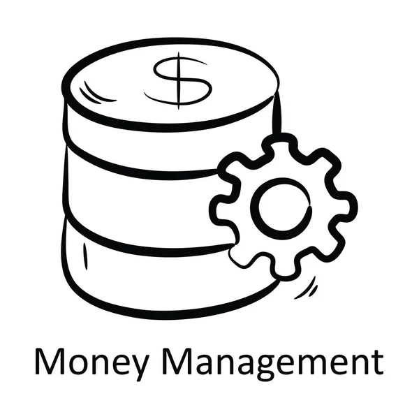Money Management Περίγραμμα Εικονίδιο Σχεδιασμός Εικονογράφηση Σύμβολο Διαχείρισης Έργου Άσπρο — Διανυσματικό Αρχείο