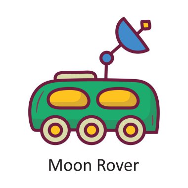 Uydu Gezgini Vektörü Simge Tasarımı illüstrasyonunu ana hatlarıyla doldurdu. Beyaz arkaplan EPS 10 Dosyasında Uzay Sembolü