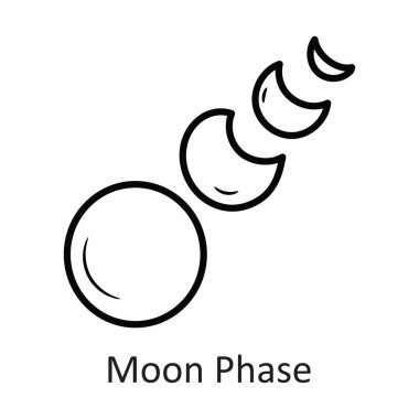 Ay Faz Vektörü Ana Hattı Simge Tasarımı çizimi. Beyaz arkaplan EPS 10 Dosyasında Uzay Sembolü