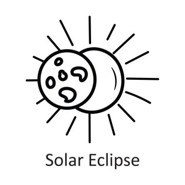 Güneş tutulması Vektörü Tasarım Simgesi tasarımı. Beyaz arkaplan EPS 10 Dosyasında Uzay Sembolü