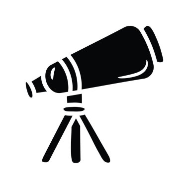 Teleskop Vektörü katı Simge Tasarımı çizimi. Beyaz arkaplan EPS 10 Dosyasında Uzay Sembolü