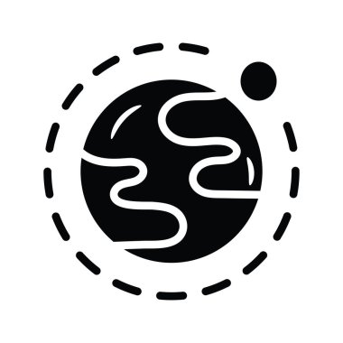 Gezegen Yörüngesi Vektörü katı Simge Tasarımı çizimi. Beyaz arkaplan EPS 10 Dosyasında Uzay Sembolü