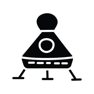 Sputnik Vektörü katı Simge Tasarımı çizimi. Beyaz arkaplan EPS 10 Dosyasında Uzay Sembolü