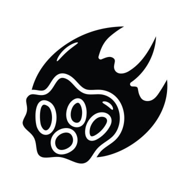 Asteroid Vektörü katı Simge Tasarımı çizimi. Beyaz arkaplan EPS 10 Dosyasında Uzay Sembolü