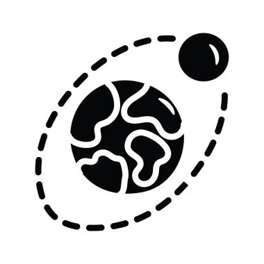 Gezegen Yörüngesi Vektörü katı Simge Tasarımı çizimi. Beyaz arkaplan EPS 10 Dosyasında Uzay Sembolü