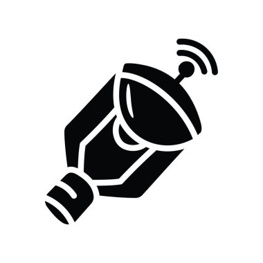 Casus Uydu Vektörü katı Simge Tasarımı çizimi. Beyaz arkaplan EPS 10 Dosyasında Uzay Sembolü