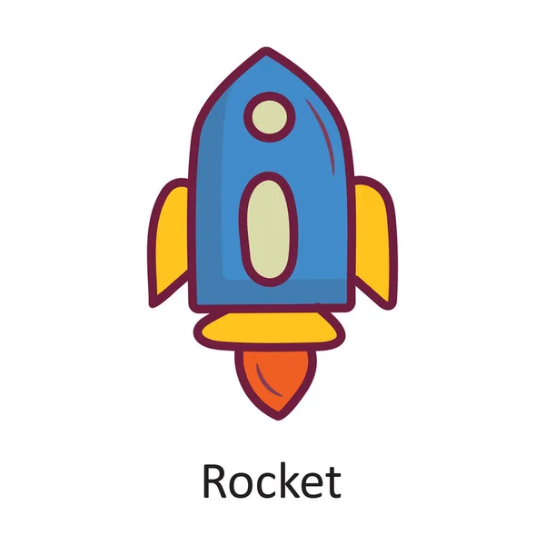 Rocket Vector Esboço Preenchido Icon Design Illustration Símbolo Espaço Fundo —  Vetores de Stock