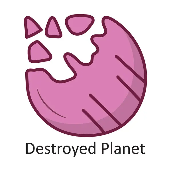 Destroyed Planet Vector Plný Obrys Icon Design Ilustrace Symbol Mezery — Stockový vektor