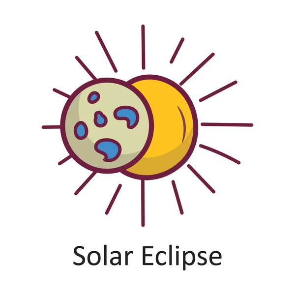 Eclipse Solar Vector Esboço Preenchido Icon Design Ilustração Símbolo Espaço — Vetor de Stock