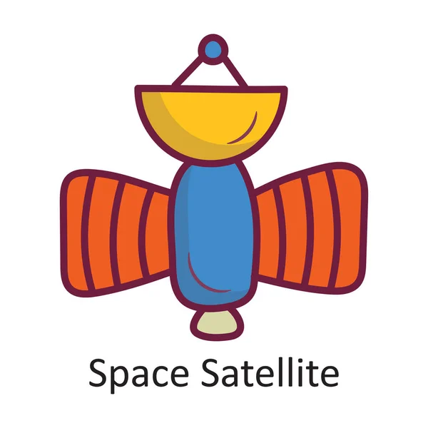 Space Satellite Vector Gefüllte Umrisse Icon Design Illustration Leerzeichen Auf — Stockvektor