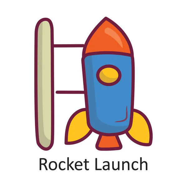 Rocket Launch Vector Illustrazione Completa Del Design Dell Icona Simbolo — Vettoriale Stock