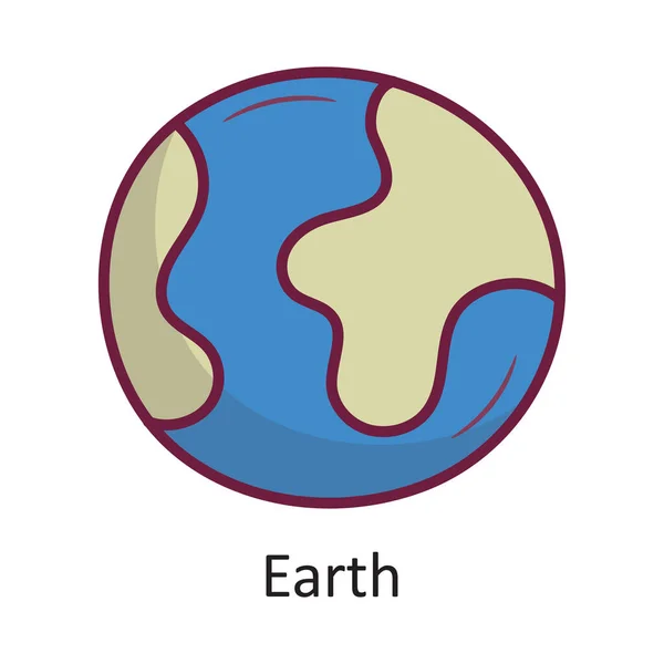 Earth Vector Заповнений Контур Ілюстрації Дизайну Піктограм Космічний Символ Білому — стоковий вектор