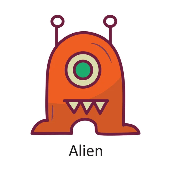 Alien Vector Gevulde Omtrek Icoon Ontwerp Illustratie Ruimte Symbool Witte — Stockvector
