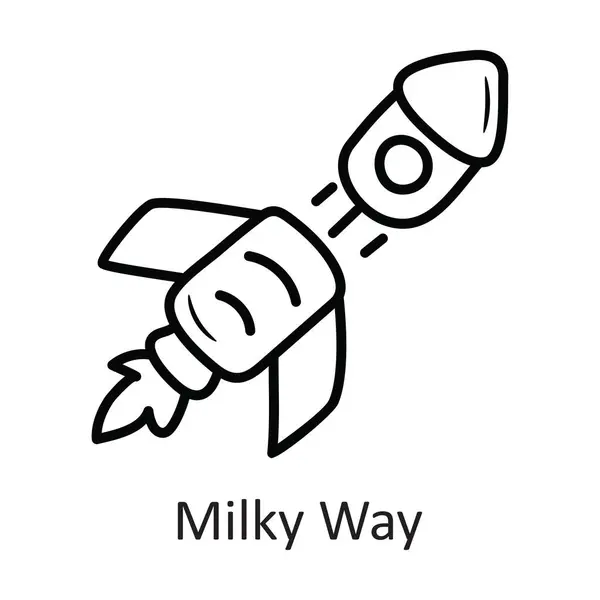 Vía Láctea Vector Esquema Icono Ilustración Diseño Símbolo Espacio Sobre — Vector de stock