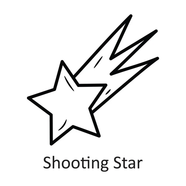 Shooting Star Vector Outline Icon Design Illustration Space Symbol White — Stock Vector