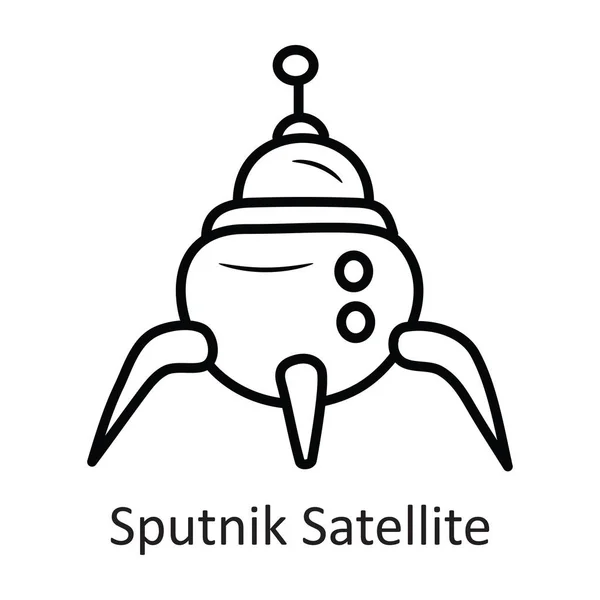 Sputnik Satellite Vector Outline Icon Design Illustration Leerzeichen Auf Weißem — Stockvektor