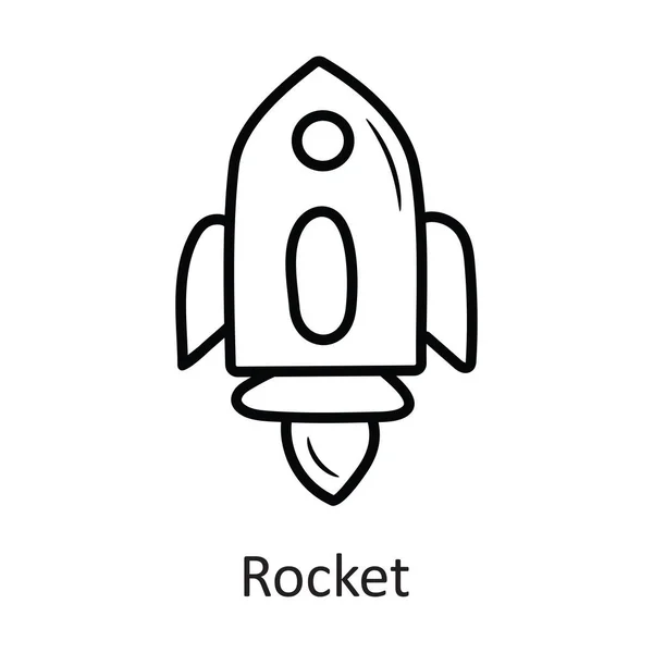 Rocket Vector Outline Icon Design Illustration Space Symbol White Background — Stock Vector