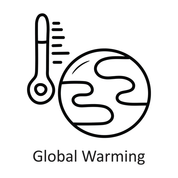Illustration Conception Icône Contour Vecteur Réchauffement Climatique Symbole Espace Sur — Image vectorielle