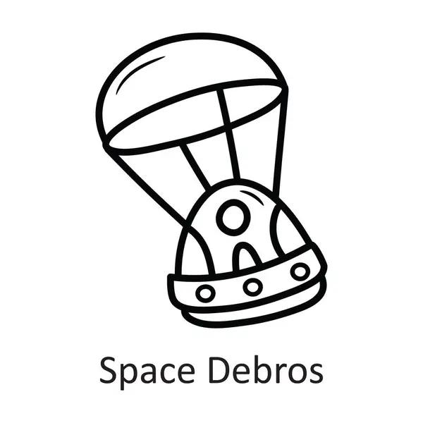 Space Debris Vector Outline Icon Design Illustration Leerzeichen Auf Weißem — Stockvektor