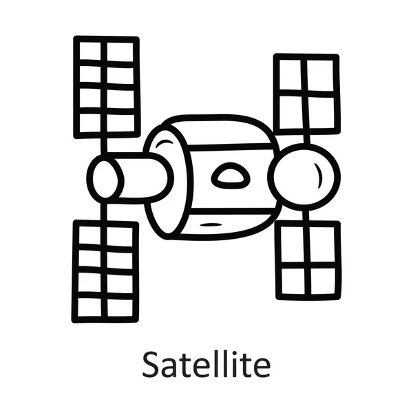 Satellit Vektor Skissera Ikonen Design Illustration Space Symbol Vit Bakgrund — Stock vektor