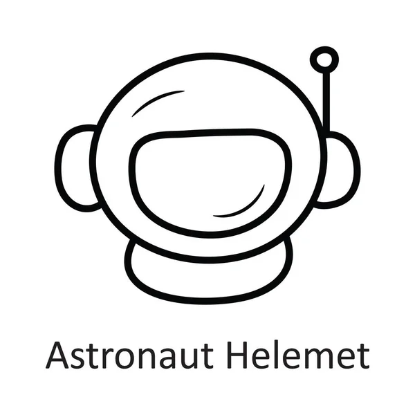 Casque Astronaute Vector Outline Icon Illustration Conception Symbole Espace Sur — Image vectorielle