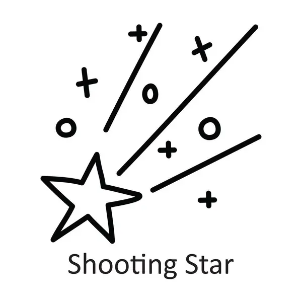 Shooting Star Vector Outline Icon Design Illustration Space Symbol White — Stock Vector