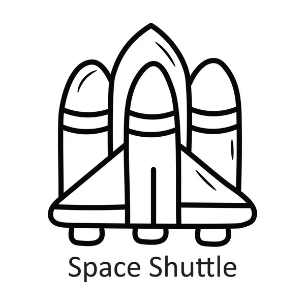 Space Shuttle Vector Outline Icon Design Illustration Space Symbol White — Stock Vector