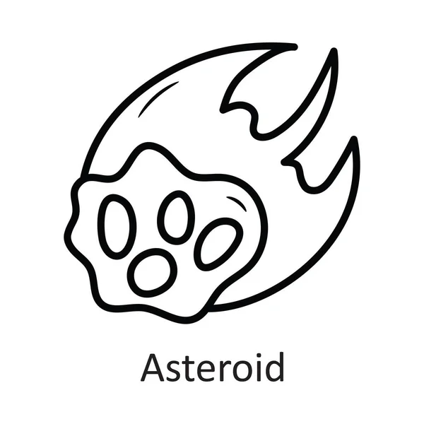 Illustration Zum Asteroid Vector Outline Icon Design Leerzeichen Auf Weißem — Stockvektor
