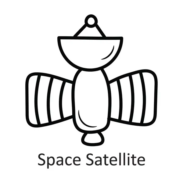 Space Satellite Vector Outline Icon Design Illustration Leerzeichen Auf Weißem — Stockvektor