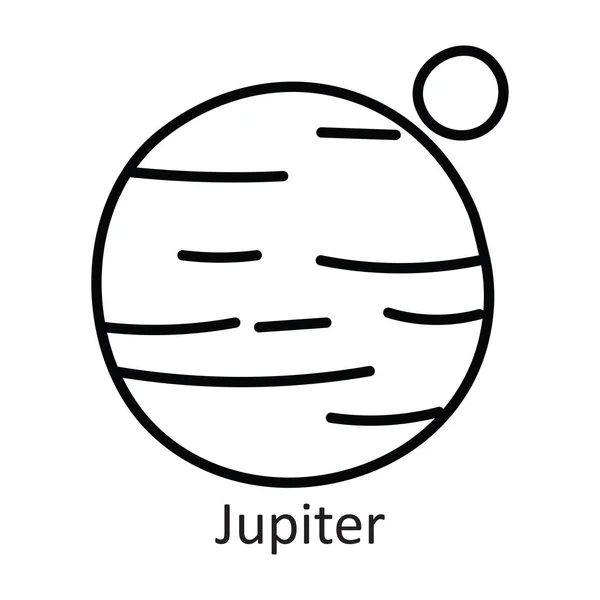 Jupiter Vector Outline Icon Design Illustration Leerzeichen Auf Weißem Hintergrund — Stockvektor