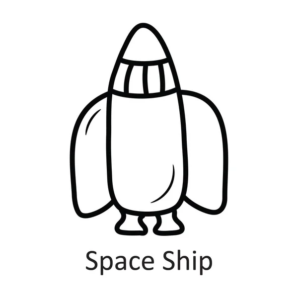 Space Ship Vector Outline Icono Ilustración Diseño Símbolo Espacio Sobre — Vector de stock