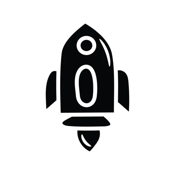 Rocket Vector Solid Icon Design Ilustração Símbolo Espaço Fundo Branco — Vetor de Stock