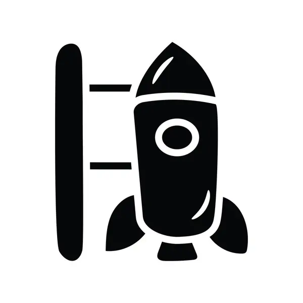 Ракетный Запуск Вектор Твердой Иконки Дизайн Иллюстрации Космос Белом Фоне — стоковый вектор