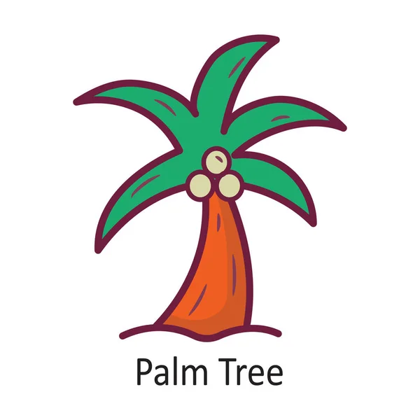 Palm Tree Vector Esboço Preenchido Icon Design Illustration Símbolo Viagem — Vetor de Stock