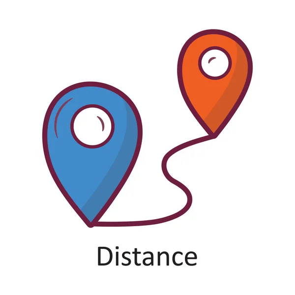 Distance Vector Filled Outline Icon Design Illustration Reisesymbol Auf Weißem — Stockvektor