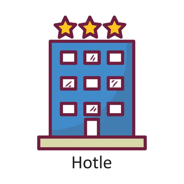 Hotel Vector Esquema Completo Icono Ilustración Diseño Símbolo Viaje Sobre — Archivo Imágenes Vectoriales