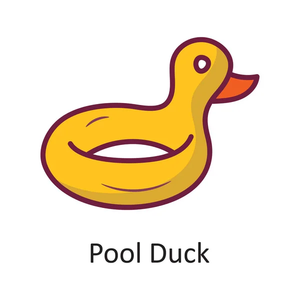 Bazén Duck Vector Plný Obrys Icon Design Ilustrace Cestovní Symbol — Stockový vektor