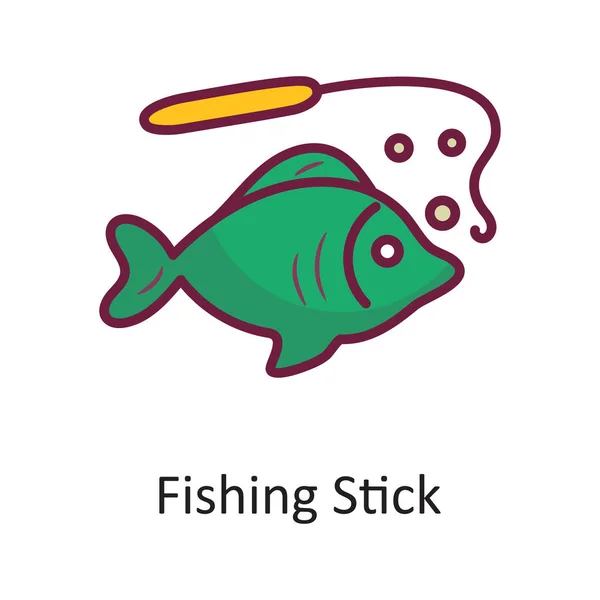 Fishing Stick Vector Mengisi Garis Besar Icon Desain Ilustrasi Simbol - Stok Vektor