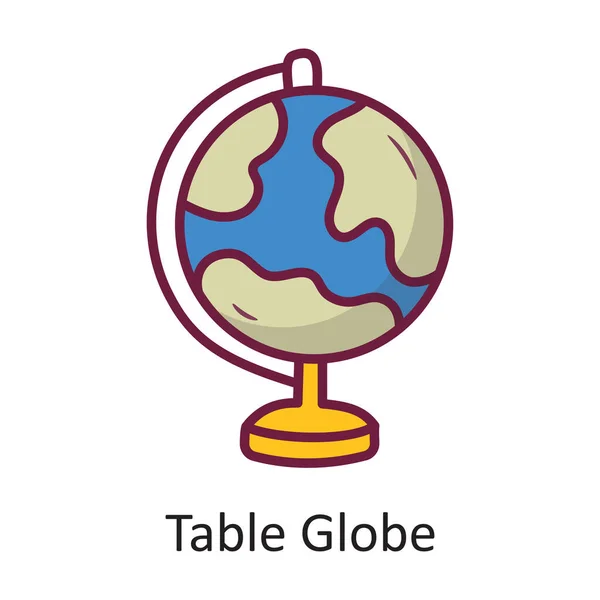 Table Globe Vector Esquema Llenado Icono Ilustración Diseño Símbolo Viaje — Archivo Imágenes Vectoriales