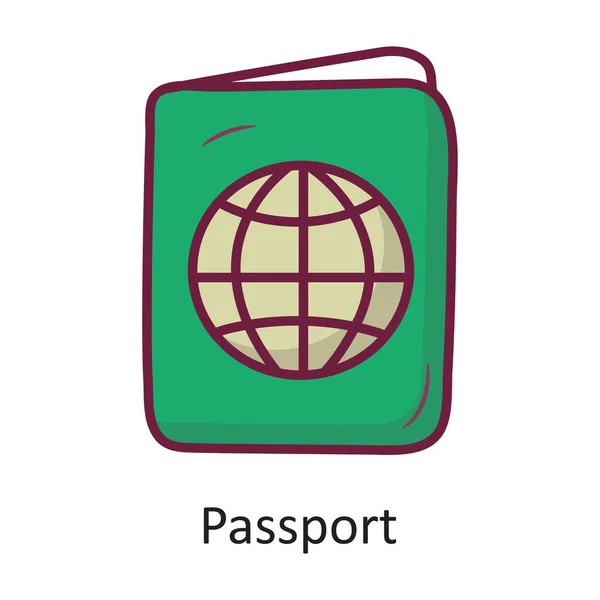 Paszport Wektor Wypełniony Zarys Ikona Projekt Ilustracji Symbol Podróży Białym — Wektor stockowy