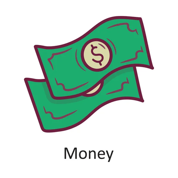 Money Vector Gefüllte Umrisse Icon Design Illustration Reisesymbol Auf Weißem — Stockvektor