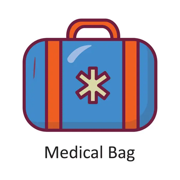Medical Bag Vector Gevulde Omtrek Pictogram Ontwerp Illustratie Travel Symbool — Stockvector