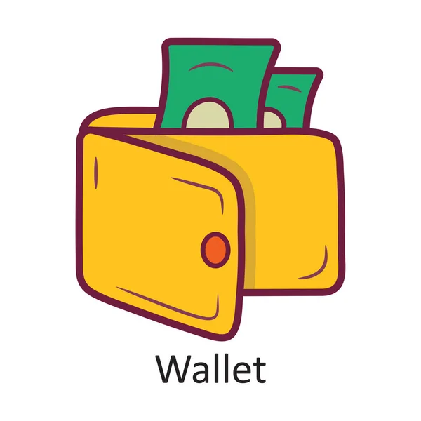 Wallet Vector Esquema Llenado Icono Ilustración Diseño Símbolo Viaje Sobre — Vector de stock