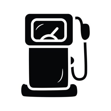 Petrol Pompası Vektörü katı simge tasarımı çizimi. Beyaz arkaplan EPS 10 Dosyasında Seyahat Sembolü