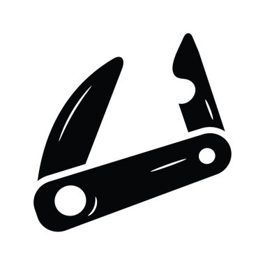 Kesici Vektör katı simge tasarımı çizimi. Beyaz arkaplan EPS 10 Dosyasında Seyahat Sembolü