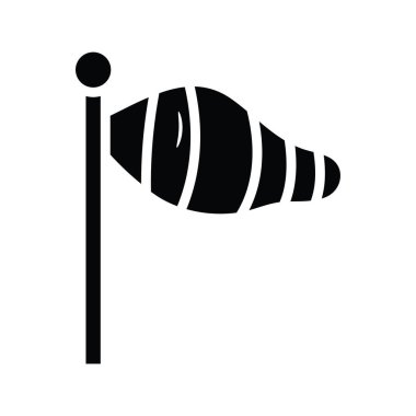 Windsock Vektör katı simge tasarımı çizimi. Beyaz arkaplan EPS 10 Dosyasında Seyahat Sembolü