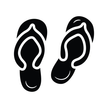 Flip Flop Vektör katı simge tasarımı çizimi. Beyaz arkaplan EPS 10 Dosyasında Seyahat Sembolü