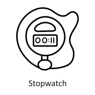 Stopwatch Vektör ana hatları Simge Tasarımı illüstrasyonu. Beyaz arkaplan EPS 10 Dosyasında Çalışma Sembolü