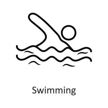Yüzme Vektörü ana hatları Simge Tasarımı illüstrasyonu. Beyaz arkaplan EPS 10 Dosyasında Çalışma Sembolü